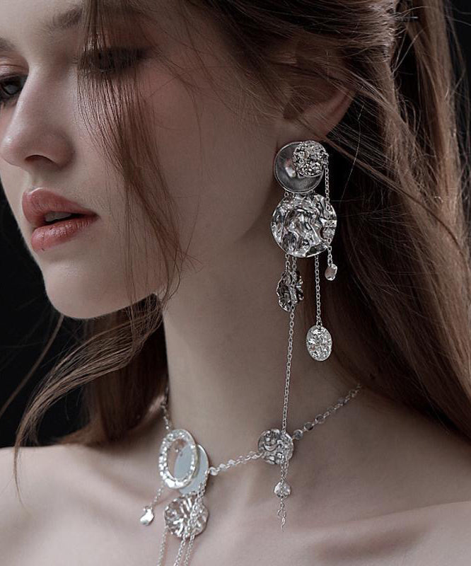 Original Design Drop Silk Copper Disc Earrings Tassel Wavy