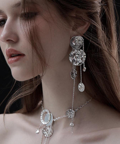 Original Design Drop Silk Copper Disc Earrings Tassel Wavy