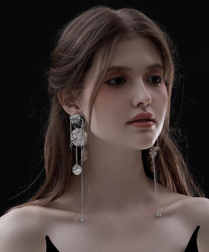 Original Design Drop Silk Copper Disc Earrings Tassel Wavy