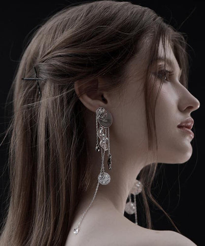 Original Design Drop Silk Copper Disc Earrings Tassel Wavy