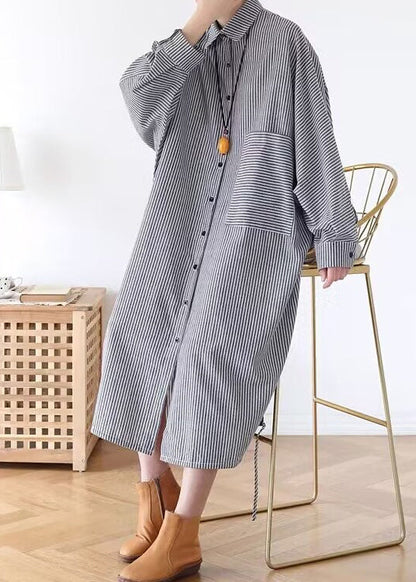 Original Design Striped Peter Pan Collar Shirts Dresses Spring TJ032