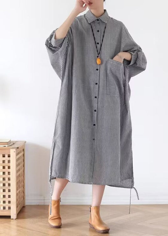 Original Design Striped Peter Pan Collar Shirts Dresses Spring TJ032