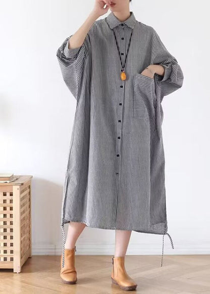 Original Design Striped Peter Pan Collar Shirts Dresses Spring TJ032