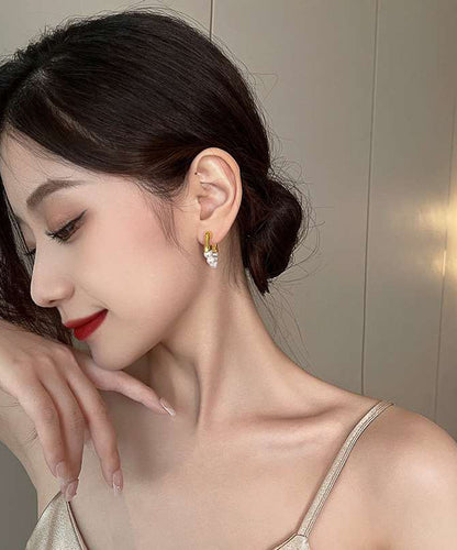 Design Original Hoop White Pearl Earrings Alloy