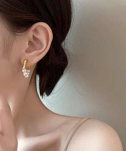 Design Original Hoop White Pearl Earrings Alloy