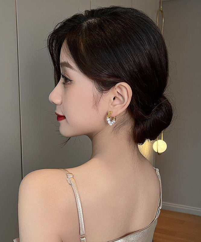 Design Original Hoop White Pearl Earrings Alloy