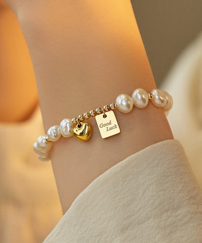 Pearl Bracelet Alloy Charm Tassel Love Design Original White