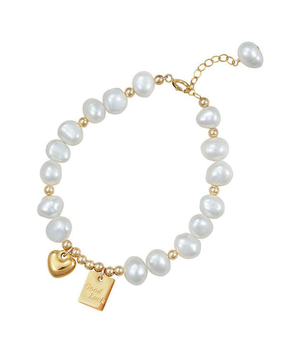 Pearl Bracelet Alloy Charm Tassel Love Design Original White