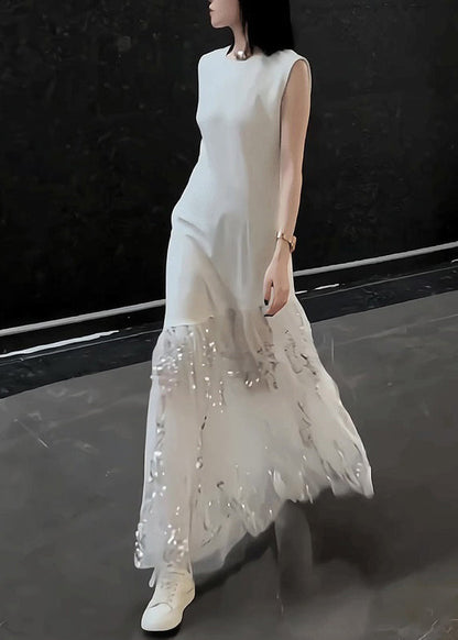 Patchwork Dress Long Design Summer White Tulle Original