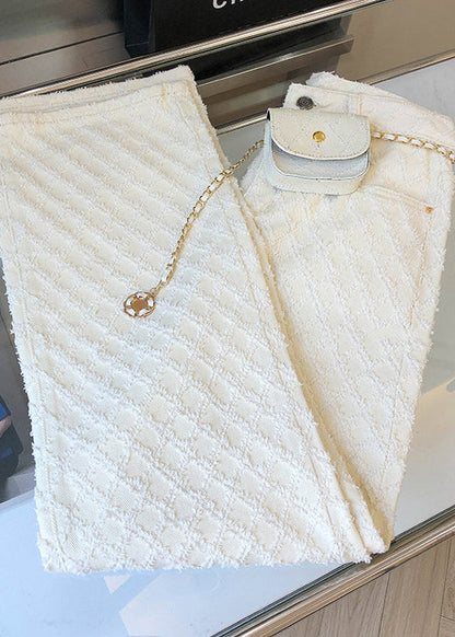 Original Design White Pockets Denim Straight Pants Spring YF012