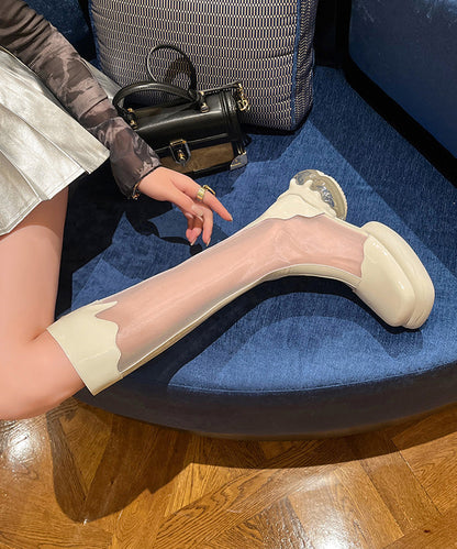 White Stylish Splicing Tulle Platform Original Design Boots