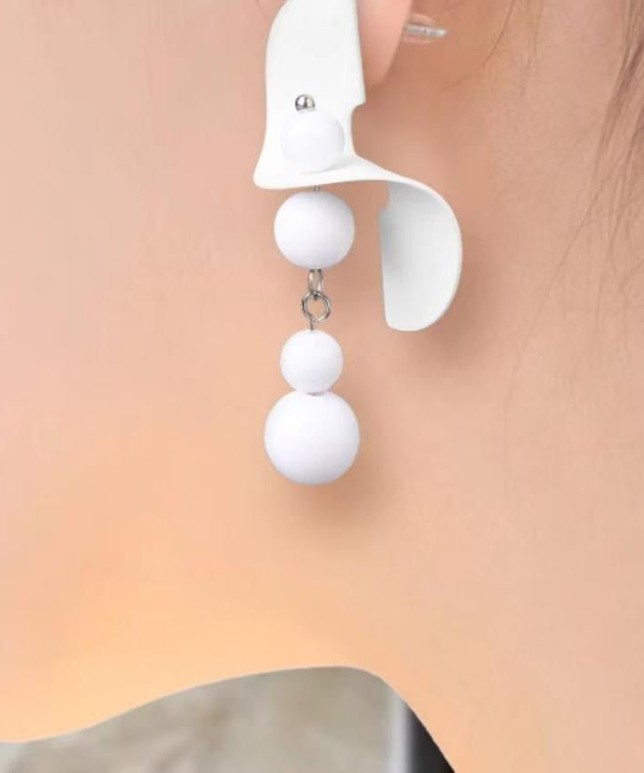 White Design Earrings Silver Original Sterling Drop