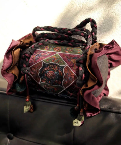 Original Ethnic Style Linen Embroidery Ruffled Messenger Bag HJ1029