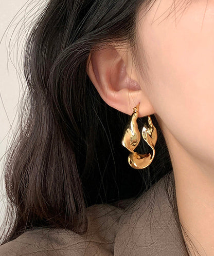 Metal Hoop Earrings Original Asymmetrical Gold Overgild