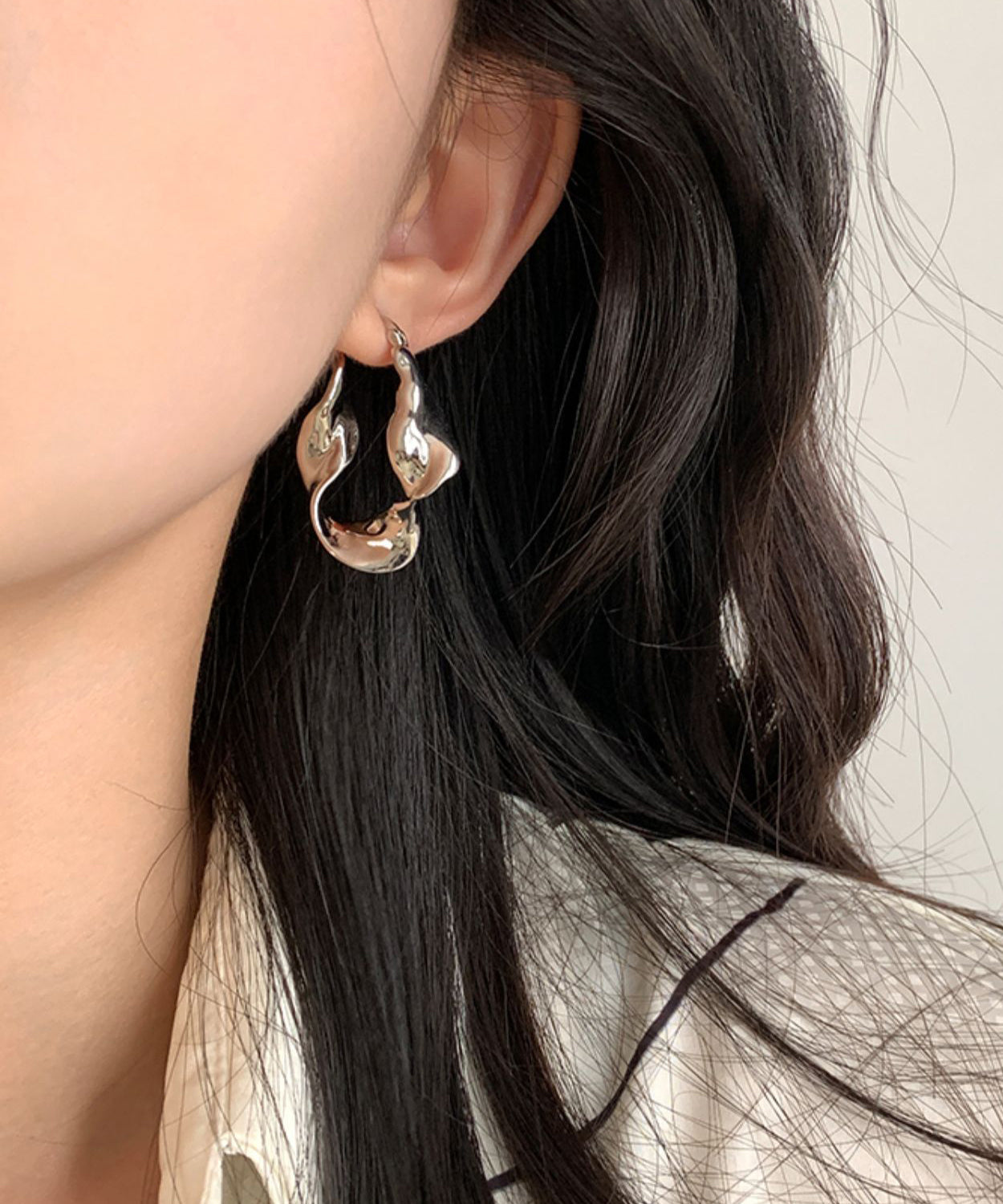 Metal Hoop Earrings Original Asymmetrical Gold Overgild