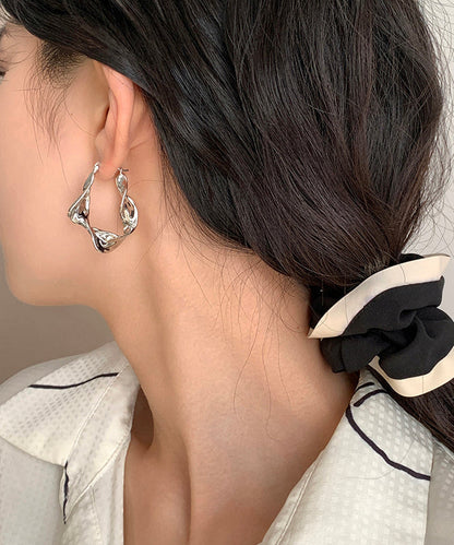 Metal Hoop Earrings Original Asymmetrical Gold Overgild