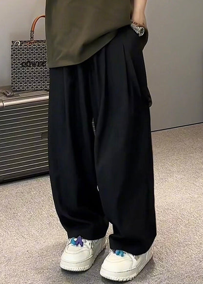 Ice Pockets Waist Silk Khaki Elastic Original Men Wide Pants Leg