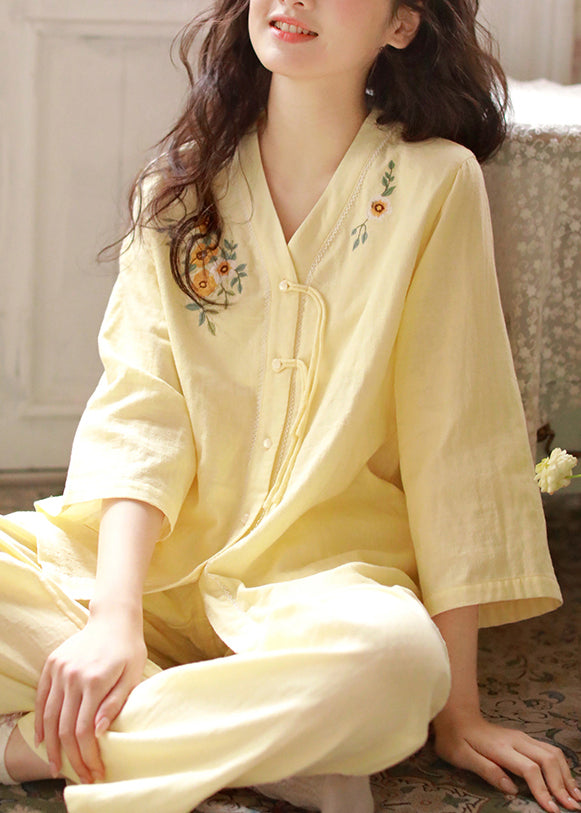 Set Original Pajamas Purple Cotton Embroidered Two Button Piece