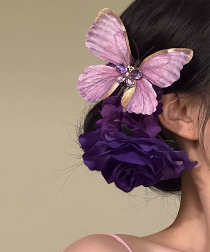 Purple Overgild Hairpin Original Sterling Butterfly Floral Silver