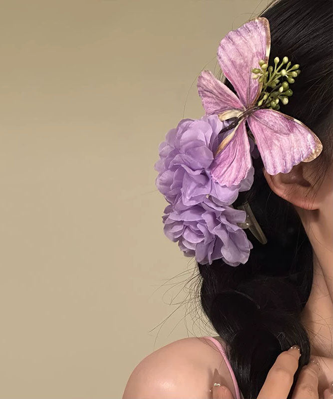 Purple Overgild Hairpin Original Sterling Butterfly Floral Silver