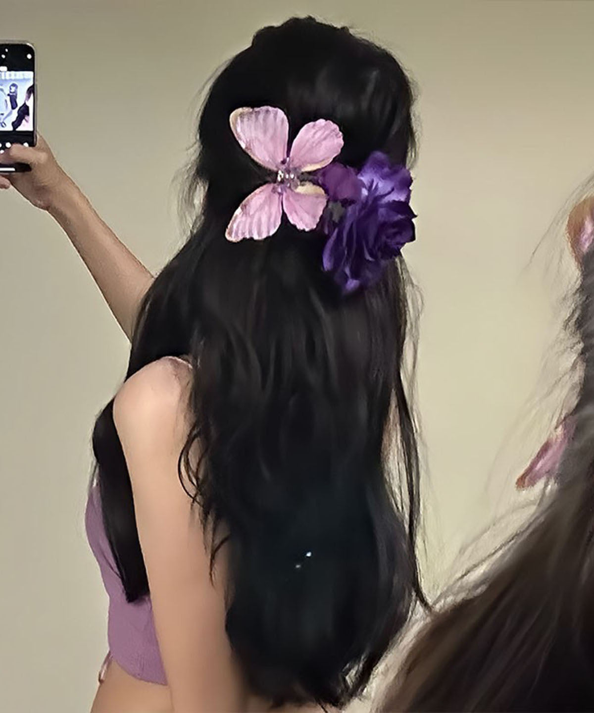 Purple Overgild Hairpin Original Sterling Butterfly Floral Silver