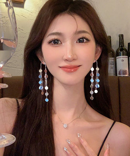 Original Drop Alloy Earrings Silk Sequins Tassel