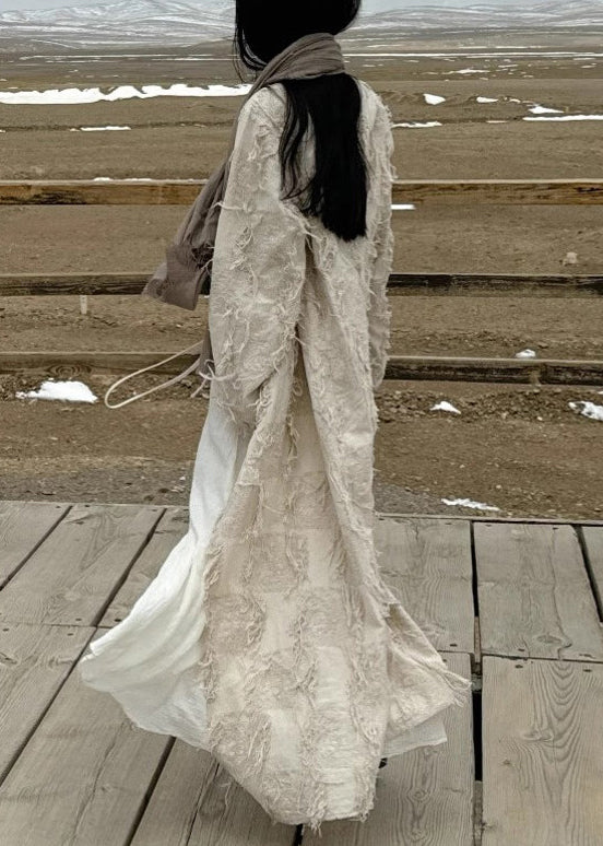 Original Neck Cardigan Lace Up Cotton Long V Tasseled Fall