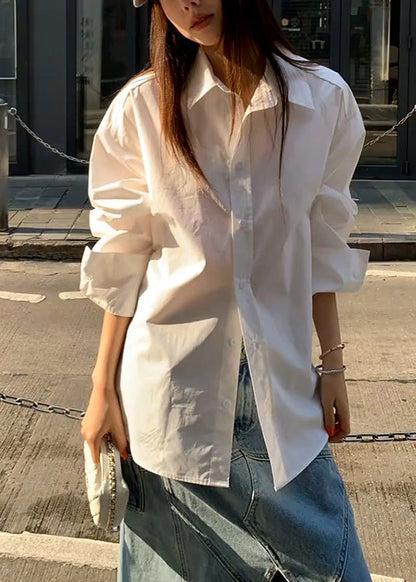 Collar Button Patchwork Peter Original Lace White Shirt Pan