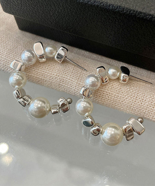 Sterling Hoop White Earrings Silver Original Pearl Broken