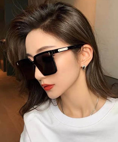 Oversize Black Temperament Square Large Frame Sunglasses XS1063