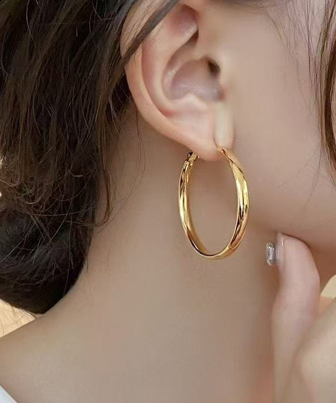 Circle Oversize Alloy Copper Gold Hoop Earrings