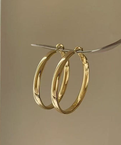 Circle Oversize Alloy Copper Gold Hoop Earrings