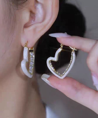 Hoop Drip Zircon Red Love Overgild Oversize Glaze Earrings Copper