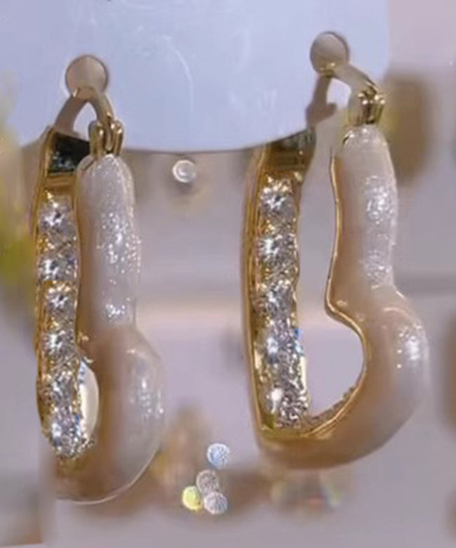 Hoop Drip Zircon Red Love Overgild Oversize Glaze Earrings Copper