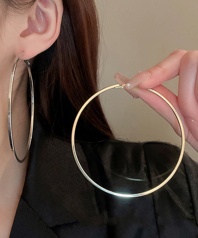 Oversize Silk Metal Circle Hoop Earrings ZZ039