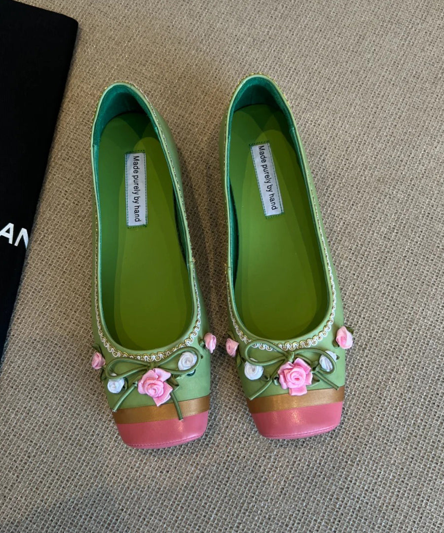 Flat Women Shoes Floral Pink French Embroidered For Splicing