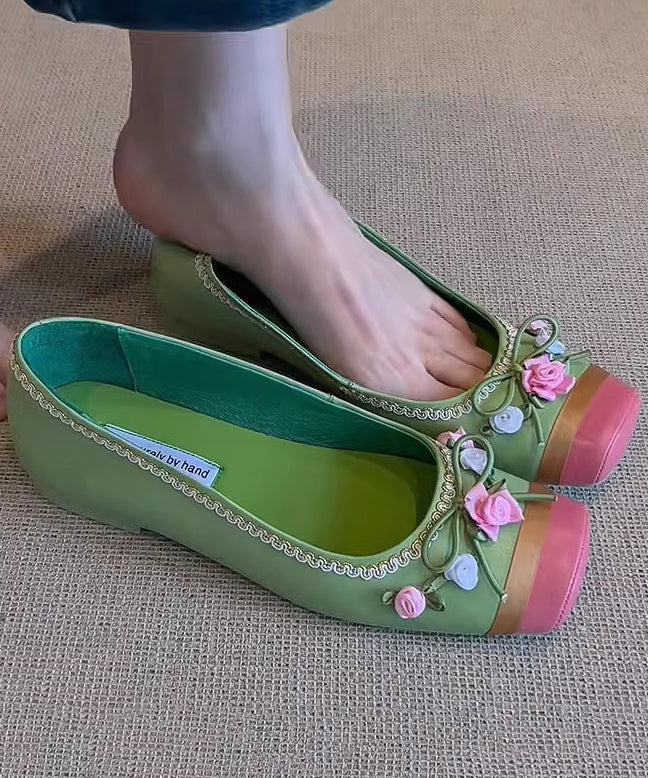 Flat Women Shoes Floral Pink French Embroidered For Splicing