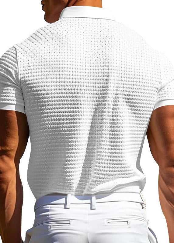 Collar Peter Summer Plaid Solid White Pan Men Cotton Polo Shirts