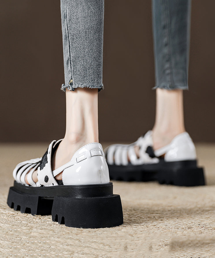 Leopard Black Roman Design 2025 New Hollow Sandals Platform Out