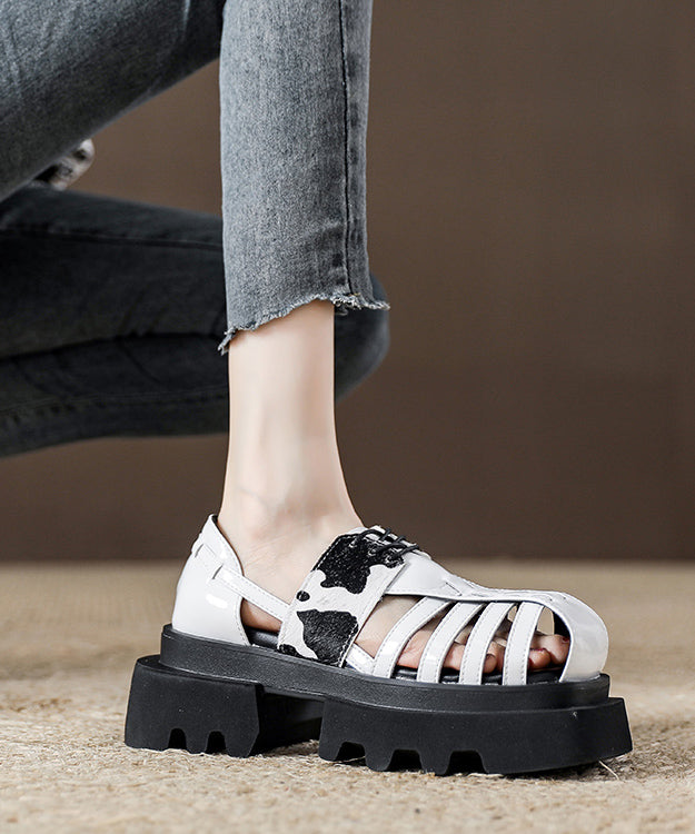 Leopard Black Roman Design 2025 New Hollow Sandals Platform Out