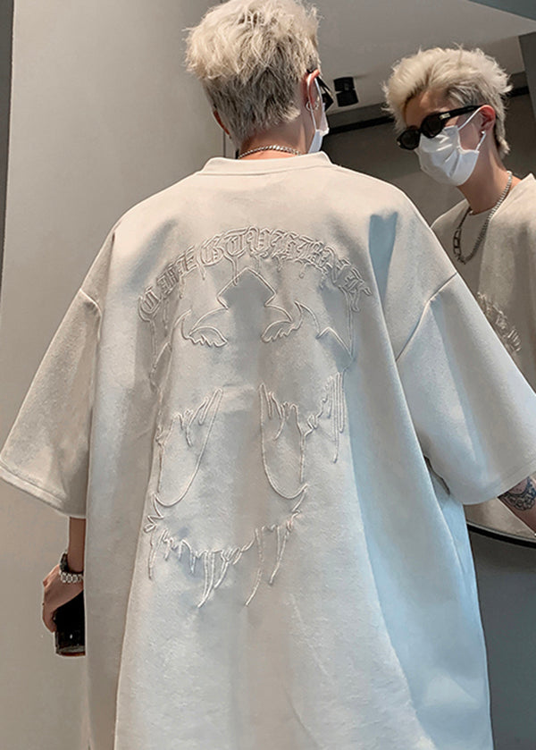 Apparel Shirts Men Apricot Faux T Embroideried Size Plus Suede