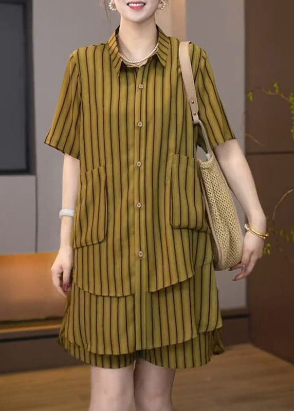 Plus Sets Size Summer Women Pieces Striped Asymmetrical 2