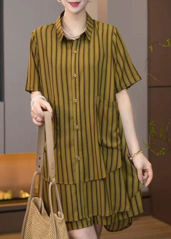 Plus Sets Size Summer Women Pieces Striped Asymmetrical 2