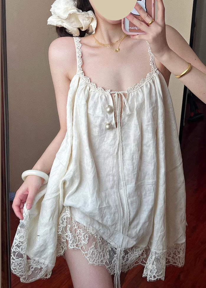 Size Summer Oversized Mini Plus Lace Patchwork Beige Dress