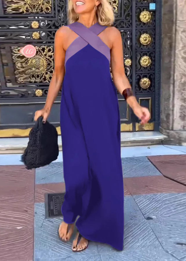 Size Crossing Black Holiday Summer Dresses Patchwork Plus