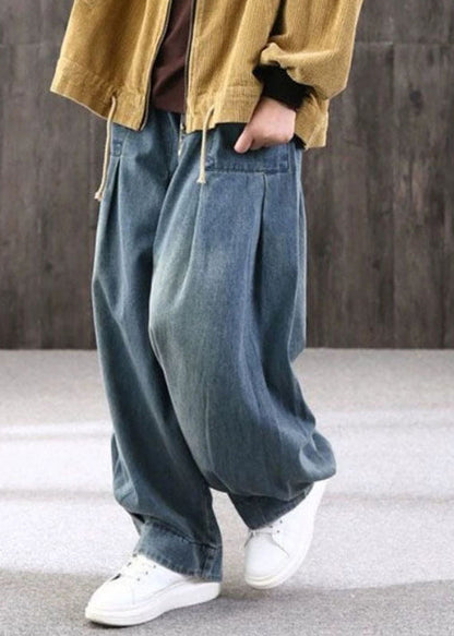 Summer Size Pockets Patchwork Pants Blue Lantern Plus Denim