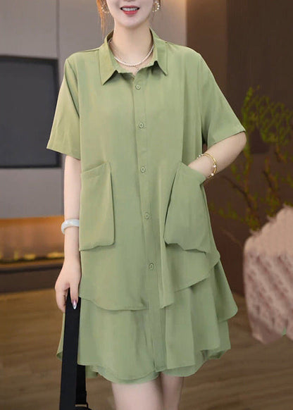 Summer Green Oversized Set Fruit Plus Size Two-Piece Patchwork