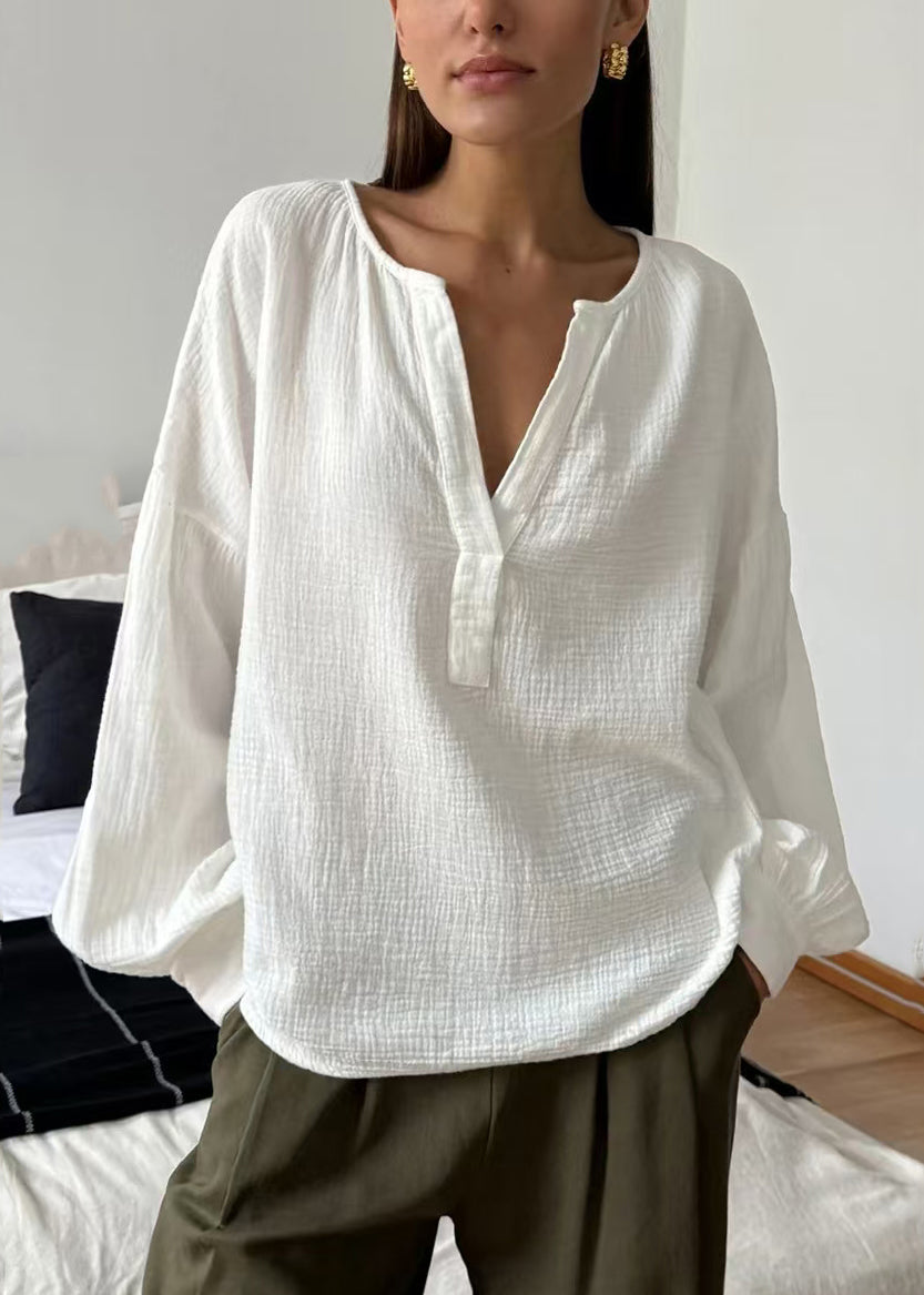 Solid Patchwork Green V Fall Size Neck Tops Plus