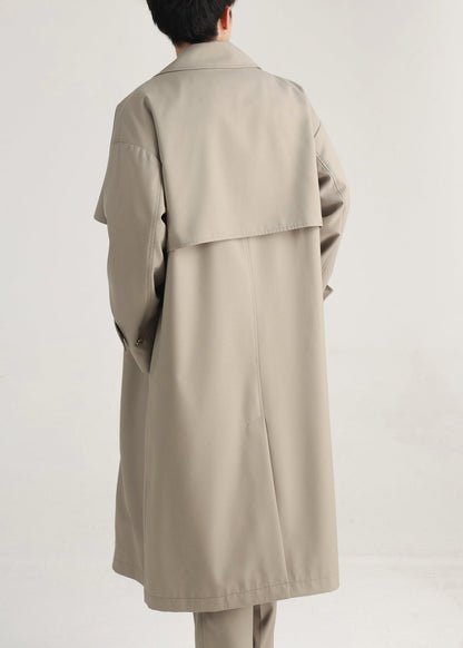 Plus Size Khaki Double Breast Side Open Cotton Mens Trench Coat Spring YQ001