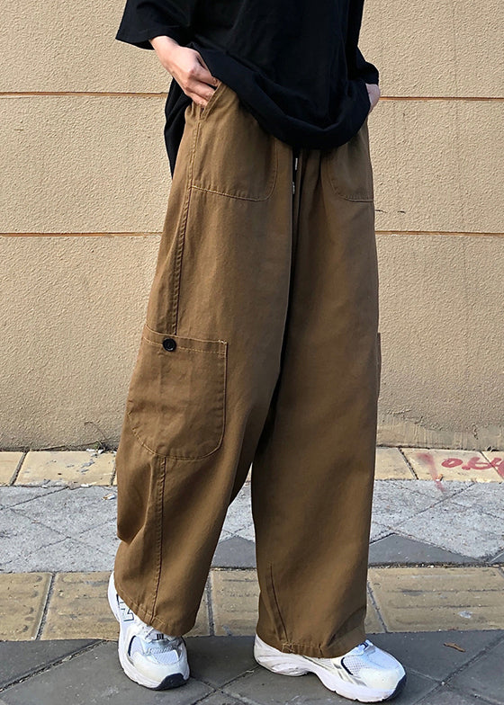 Summer Pockets Pants Size Men Plus Khaki Solid Cotton